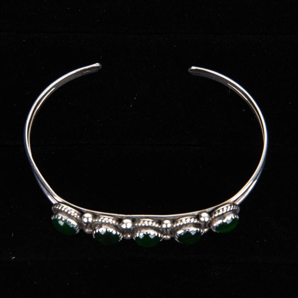 VTG Navajo Nakai Signed Stealing Silver Abalone Green Resin Cuff Bracelet - Picture 8 of 13